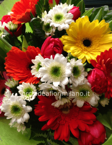 Bouquet di fiori freschi, gerbere e fiori colorati