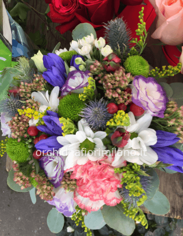 flower box piccola di fiori misti colorati